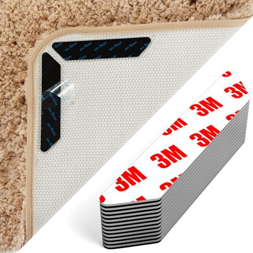 AYSKTN 12 Anti-Slip Rug Grippers for Laminate/Wooden/Tile Floors | Washable Reusable Carpet Underlay with Stickers | Secure Rugs on Stairs & Doorways (Hard Floor Non-Slip Gripper Pads)