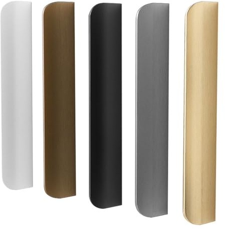 ZESLIV 4 Stück Versteckte Möbelgriffe, Unsichtbare Schrankgriffe aus Aluminium, Bohrlochabstand 160mm, Gold Küchengriffe Schubladengriff für Kleiderschrank Tür Schubladen