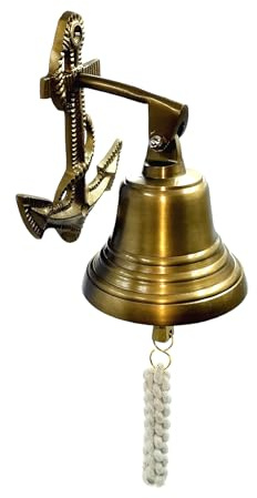 Akanksha Arts 6 Decorative Metal Anchor Ship Bells - Large Dinner Call Bell Indoor Outdoor Wall Mount Decorative Bell Loud House Bell for Door Pub Office