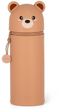 LEGAMI - 2-in-1 Weiche Silikontasche - Kawaii, Giraffe Schultasche, Tischstifthalter, Reißverschluss, Silikon, Stiftetasche Buntstifte Marker, H 18,5 cm, Teddy Bear