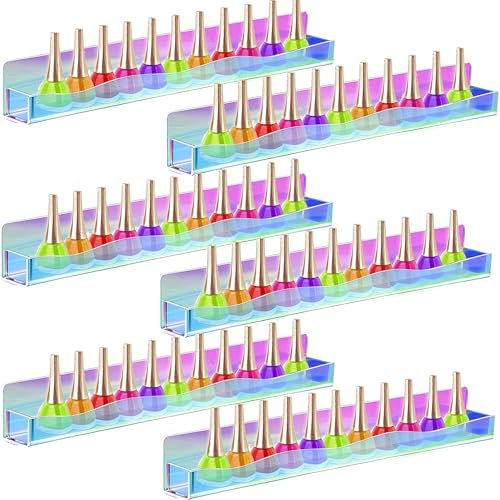 QSLKI 6 Pezzi Scaffale Per Unghie Acrilico Da Parete, Porta Smalti Iridescenti Arcobaleno, Supporto Da Parete Per Manicure, Pedicure, Articoli Per Unghie, Oli Essenziali, Occhiali E Giocattoli