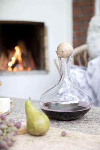 Gravidus Elegante mundgeblasene Weinkaraffe Glas Karaffe mit Eichenholzstopfen, 2 Liter Füllmenge