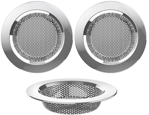 Abflusssieb Spüle Küche Dusche Waschbecken, Spülbecken Küchenspüle Sieb Edelstahl, Außendurchmesser: 11,2 cm, Innendurchmesser: 7,5cm, Tiefe: 2 cm, 3 Stücke