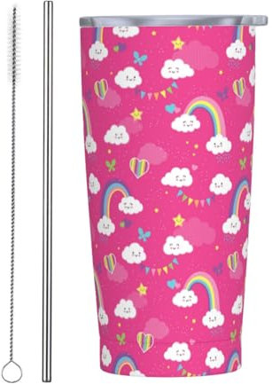Taza De Aislamiento 20Oz, Arcoíris Acero Inox Vaso Termico Reutilizable Taza Termo Café Personalizada Taza Térmica De Café, Para Bebidas Frías O Calientes, Café