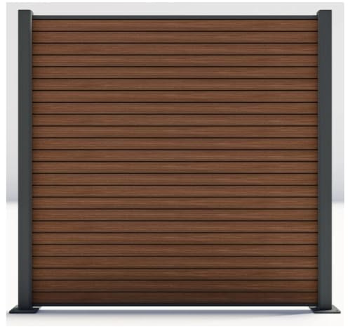 HORI Sichtschutz Rhombus-Style Komplettset - WPC Zaun - Robuster Windschutz - Modernes Lamellenzaun Design - Ideal für Garten&Terrasse - Einfach zu Montieren - 14,69 m - zum Einbetonieren - Braun