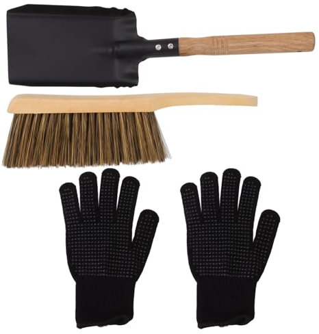 Jwthee Set di Attrezzi per caminetto, Set di spazzole per Pala per Cenere di Camino Kit per la Cura del caminetto Spazzola per focolare e Pala Caminetti Strumenti puliti per la casa con