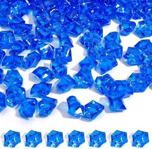Canollo 100 Stück Edelsteine für Kinder, Acryl Diamanten Kinder, Blau Diamanten Deko, Blau Muggelsteine, Acryl Kristallsteine für Hochzeit, Party, Vasenfülle, Kunsthandwerke Deko