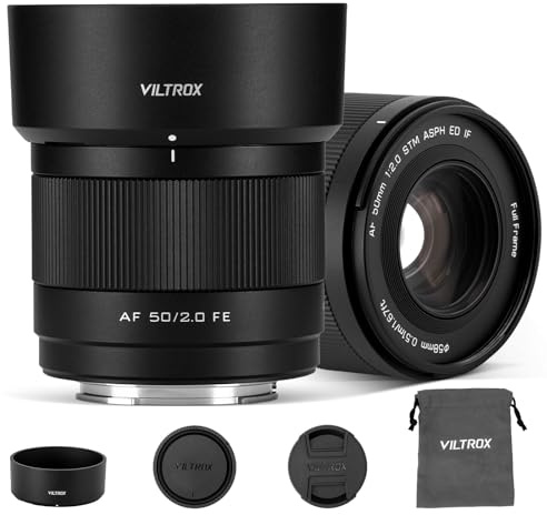 VILTROX 50mm F2.0 Full Frame Autofocus Objectifs pour Appareil Photo Sony E Mount Camera Lenses FE Compatible avec Sony a7 a7C a7III a7RIII a7RIV a7RV a9 a6100 a6400 a6700(Black)