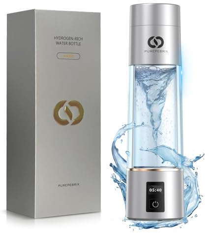 PUREPEBRIX 2025 Advanced Hydrogen Water Bottle Generator Silver Edition- Up to 6000+ ppb Alkaline Pitcher