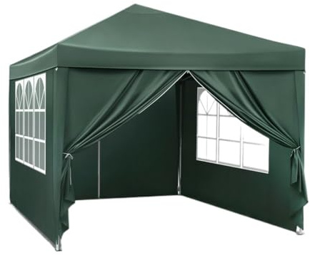 QIUYMGFG Garage carport Auvent Pliable 3 x 3 m, imperméable, Protection Solaire UV avec Sac de Transport, pavillon de Camping, abri Pare-Soleil Abris de Voiture(Green)