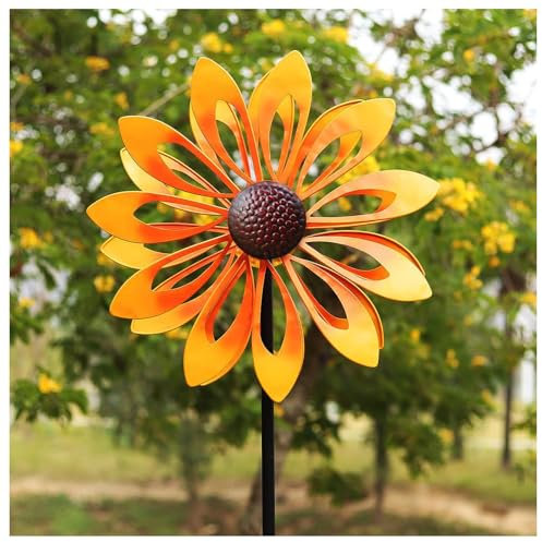 Molinillo De Viento De Girasol 174CM Veleta Decorativa con Diseño De Girasol, Rehiletes De Jardín La JardíN DecoracióN del Patio,Yellow