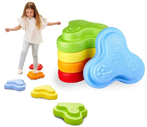 BIG Heppy Rocks – Balanciersteine & Spielsteine-Set, 5 Stück – fördert Motorik, Gleichgewicht & Sensorik – Indoor & Outdoor Spielzeug, für Kinder ab 1 Jahr