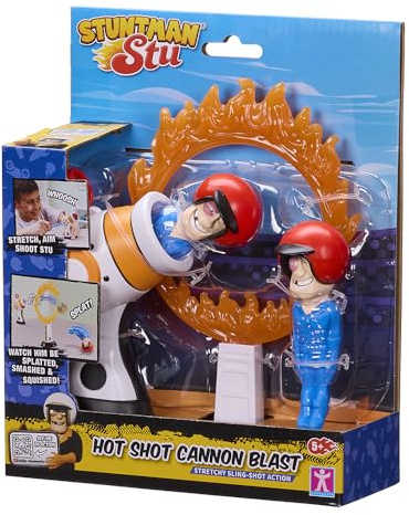 BANDAI, Stuntman STU Cannone da Fuoco, Lancia STU attraverso il Cerchio di Fuoco con Razzo Allungabile, Figura di Azione Elastico e App con Effetti Speciali, Multicolore, COSS8198