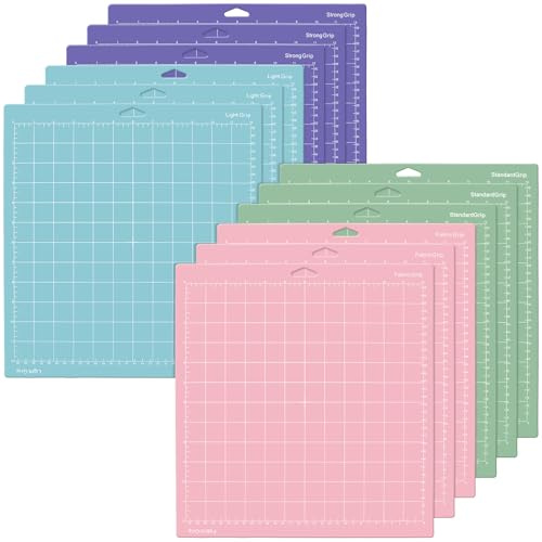 CHUIFAI 12 Stück 30,5x30,5 cm Vinyl Schneidematte, Schneidematten Set, Cutting Mat in Rosa/Grün/Lila/Blau, Schneidunterlage für Basteln, Nähen und Kunst