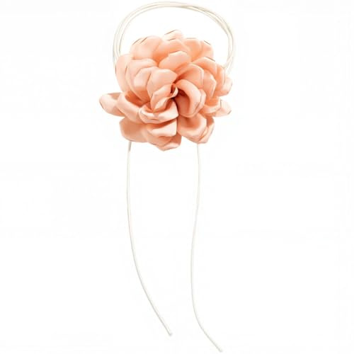 craspire Rosa Große Blumen Halskette Stoffrose Vintage Retro Elegant Verstellbar Lang Wickeloptik Gothic Boho Handgefertigt Lederhalsband Krawatte Für Frauen Hochzeit Urlaub Kostüm Party Schmuck