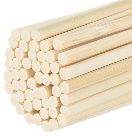 QUARKZMAN träpluggstavar, 10 cm/4 tum runda träpluggar, 3 mm/0,12 tum bambustavar för hantverk, fotokabin rekvisita, gör-det-själv-modelltillverkning, 50-pack
