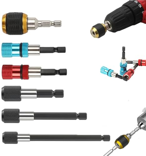 Hex Shaft Quick-Change Adapter for Power Drill,Heavy-Duty Socket Converter and Drill Bit Extension,1/4in Hex Shank Bit Adapter(6Pcs)