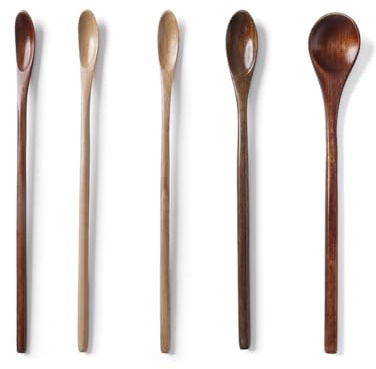 Jooehyer Cucchiaio con Manico Lungo in Legno Naturale Cucchiaio per Mescolare Il tè Cucchiaio per Mescolare Cocktail al tè Cucchiaio per Degustazione