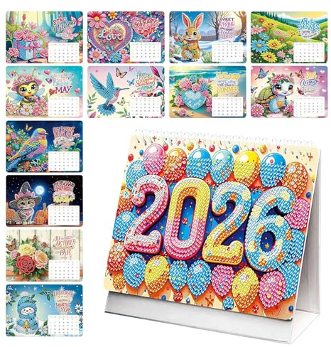 Calendario 2026 | Calendario da Ufficio con Strass Artigianali 2026 | Accessorio Organizzazione Mensile per Insegnanti Studenti Ufficio Aula | Idea Regalo Compleanno Natale Scuola