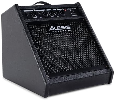 Alesis Nitro Amp Pro 80W kompakt golvmonitorhögtalare för elektroniska trumset, med Bluetooth, 8 woofer, EQ, extra line-ingång och universell E-kit-kompatibilitet