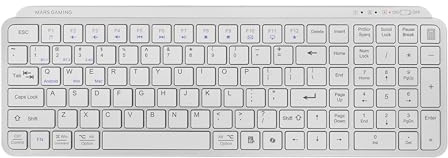 Mars Gaming MK-SILENKEYS, US-Englisch, Kabellose Kompakte Full-Format-Tastatur, Flaches Profil, Geräuscharme Scheren-Schalter, Copilot AI-Taste, Bluetooth 5.1 Dual + 2.4GPRO, 200h, PC/Mac, Weiß
