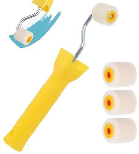Mini Rodillos de Pintura, Rodillo Pintura Pared con Mango, Rodillos para Pintar Paredes, para Pintar, Rodillo de Laca y Rodillo de Textura (1 pincel + 4 rodillos)