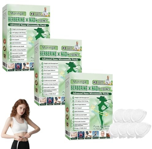 Patch Minceur Moringa Berberine, Moringa X Berberine Patches, Patch Minceur Moringas Berberines, Patchs Minceurs À Base D'Ingrédients Naturels Pour Hommes Et Femmes (3 Boîtes)