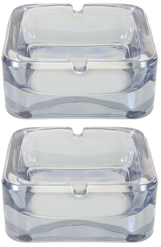 Cabilock Cenicero Cuadrado de Vidrio Transparente 2 Piezas, Tamaño Compacto 9,4 X 9,4 X 4 Cm, para Coche y Hogar, Cenicero Decorativo para Mesa Interior y Exterior, Adecuado para Patio