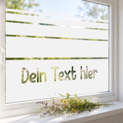 Fensterfolie Blickdicht mit eigenen Text - personalisiert mit Wunschtext - Sichtschutzfolie für Büro Kinderzimmer Wohnzimmer Schlafzimmer - Sonnenschutz selbstklebend Bedruckt