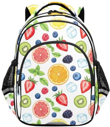 RPLIFE Ryggsäck för barn, akvarell frukt vit ryggsäck grundskola, Akvarell frukt vit, 17 Inch, Klassisk