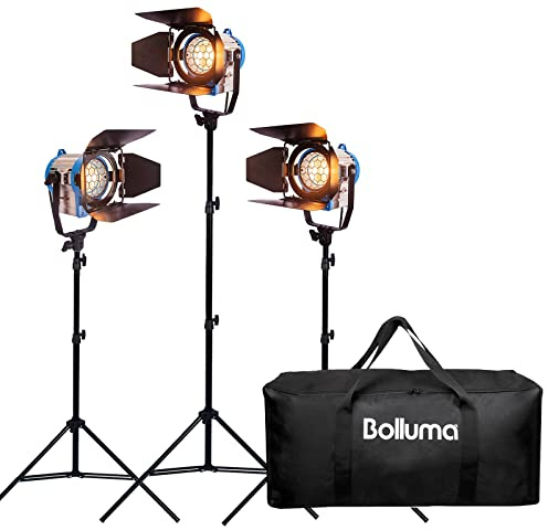3 x 500W Película de Fresnel de Tungsteno Foco Iluminación del Estudio de Vídeo Dimmer con Bolsa Trípode Acolchada de Vídeo, Bombilla Halógena y Soporte de Iluminación
