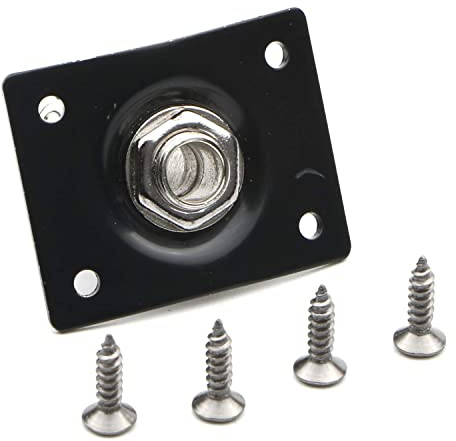 Swhmc 1/4 Inch Guitar Output Jack Plate, 6.35mm Metal Jack Socket with 4 Screws, Replacement for Electric Guitar Bass, Les Paul Telecaster Stratocaster Parts (Black)