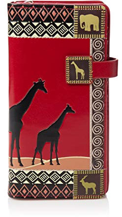 Shag Wear ® Portemonnaie Geldbörse Damen Geldbeutel Mädchen Bifold Mehrfarbig Portmonee Designs: (Afrikanische Safari Rot/African Safari)
