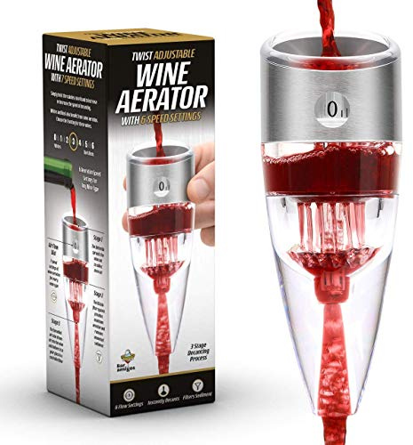 CKB Ltd® TWIST Adjustable Wine Aerator Weinbelüfter Wein-Dekantierer Dekantierungsausgießer - Wein Belüfter Triple Action-Design mit 6 Geschwindigkeitseinstellungen- Verwendet von Fine Wine Liebhaber Experten Sommeliers und Restaurants rund um die Welt - Leicht zu reinigen - Inklusive Display-Ständer, Reisetasche & Exklusiv Geschenk Box - Perfekte Geschenkidee - Wesentliche Gastronomie Zubehör für Rot Weiß Weinkonsum - Zufriedenheitsgarantie