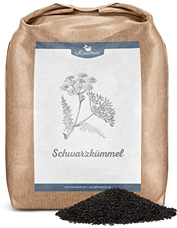 Krauterie Schwarzkümmelsamen für Pferde, ganz (1000 g) | Artgerechtes Einzelfuttermittel für Pferde in Spitzenqualität - frei von Zusatzstoffen, getreidefrei, zuckerfrei, melassefrei