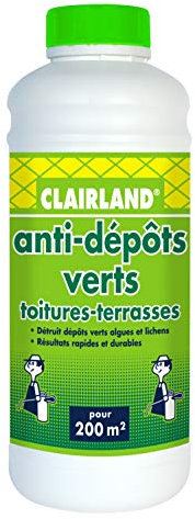 CLAIRLAND Bidon Anti-DépÃŽts Verts Toitures, Terrasses, Dallages, Murs, Concentré à diluer, 1 L, CLAIRMOUS1000, Vert