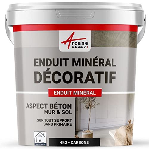 Rivestimento Minerale Decorativo Effetto Cemento 4 kg Carbonio | Uso Interno, senza Primer, Si Applica su Tutti i Supporti, Finitura Liscia, Ottima Aderenza - Arcane Industries