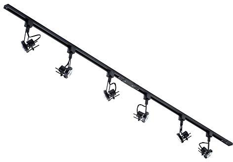 LITECRAFT Kitchen Track Light with Greenwich Fixture & GU10 LED Bulbs - (Black, 2M 6 Light)