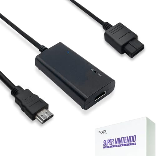 LevelHike HDMI Cable for Super Nintendo SNES, Super Famicom SFC, NGC GameCube Consoles - SNES/GameCube to HDMI Adapter with True RGB Signal Output (100% Improved Video Quality) with 4:3/16:9 Switch