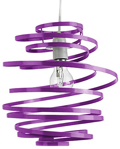 Modern Designer Purple Gloss Metal Double Ribbon Spiral Swirl Ceiling Light Pendant Shade | 23cm Diameter | 60w Maximum by Happy Homewares