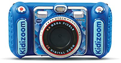 VTech - KidiZoom Duo DX Bleu, Appareil Photo Numérique Enfant 10 en 1, Photo, Selfie, Vidéo, Écran Couleur, Lecteur MP3, Casque Audio, Cadeau Enfant de 3 Ans à 12 Ans - Contenu en Français