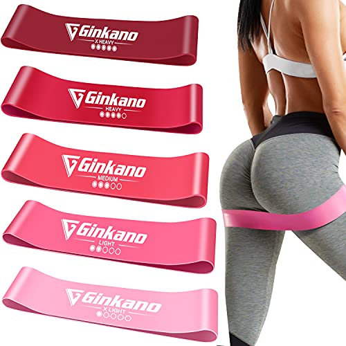 Haquno - Fasce Elastiche per Fitness, Elastiche di Resistenza, con Guida di Esercizi, 5 Bande Elastiche da Fitness, in Lattice Naturale, per Allenamento di Forza, Pilates, Bodybuilding, Yoga