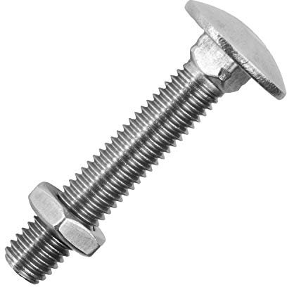 Schlossschrauben M6x60/60 mm mit Edelstahlmuttern M6 aus Edelstahl A2 (20 Stück) | DIN 603 & DIN 439 - Flachrundschrauben - Sechskantmuttern niedrige Form von MESAROS®
