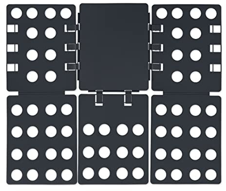 Relaxdays Faltbrett 4. Generation, Zusammenleghilfe, platzsparend, Wäschefalter für T Shirts, Hemden, flexibel, schwarz, 1 Stück