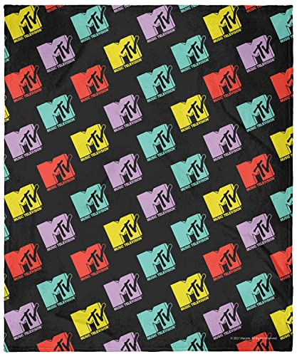 INTIMO MTV Music Television Retro Toss Iconic 80's Logo Plush Fleece Throw Blanket Wall Scroll