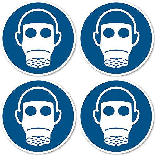 Use respiratory protection: M017 - DIN EN ISO 7010 / ASR A1.3 - stickers: diameter 10 cm, pack of 4