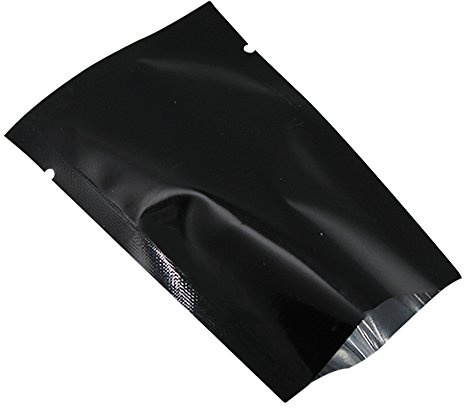 WACCOMT Pack 200 stycken färgad Mylar-folie, övre öppning, förseglande påsar vakuum värmeförseglingspåse för livsmedel förpackningar med rivskåror (svart, 5 x 7 cm (1,9 x 2,7 tum))
