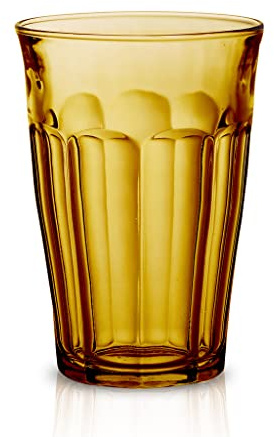 Duralex Set 6 Gläser gehärtetes Glas 36cl stapelbar, robuste Küchengläser für Wasser Saft Limonade, täglicher Gebrauch, bunte Farben, spülmaschinenfest, Picardie-Kollektion