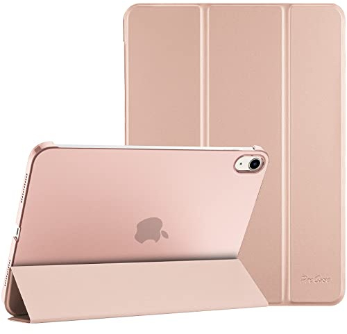 ProCase Coque Semi-Transparente pour iPad A16 11 2025/10e Gén 10,9 2022 | Support Tri-Fold, Dos Semi-Transparent, Veille/Réveil Auto, Protection Complète, Ultra Léger, Rose d'or