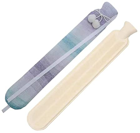 Lange Wärmflasche mit Bezug, 2 Liter Wärmflasche mit Weichem Bezug 72cm, Schlauch-Wärmflasche für Nacken und Schulter, Wintergeschenk für Damen Kinder und Alter,Farbe36,2L